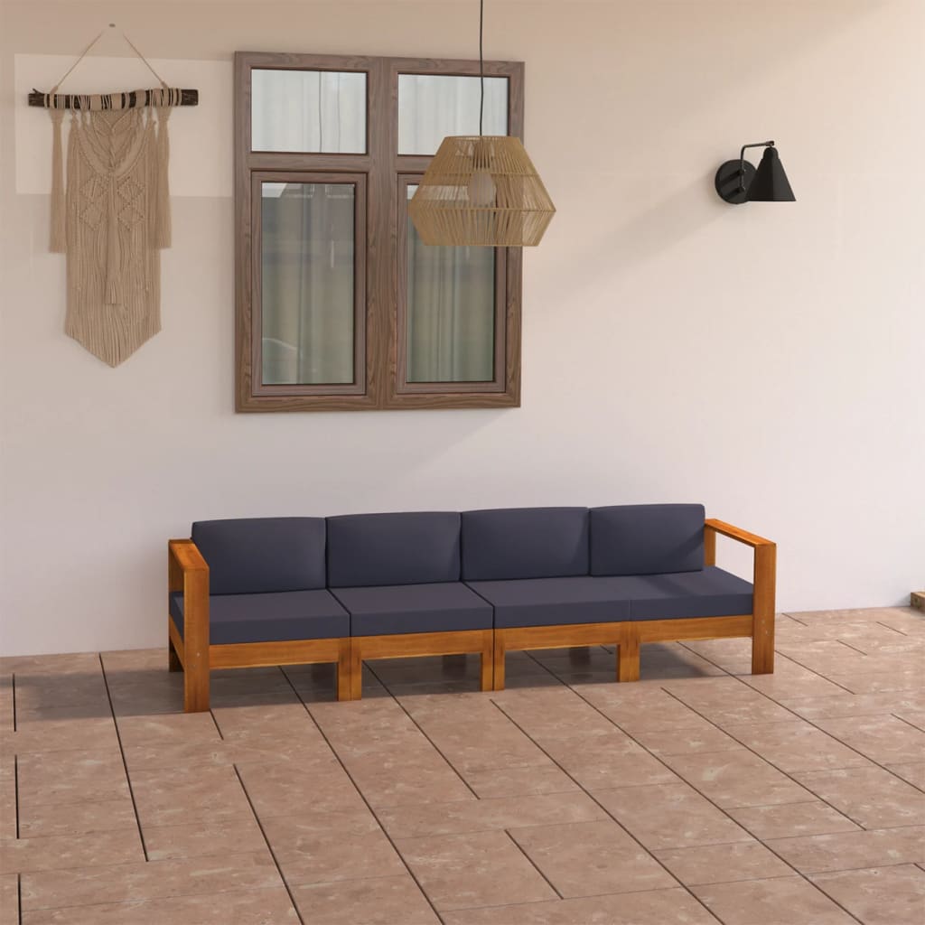 vidaXL 3-Sitzer-Gartensofa mit Cremeweißen Auflagen Massivholz Akazie