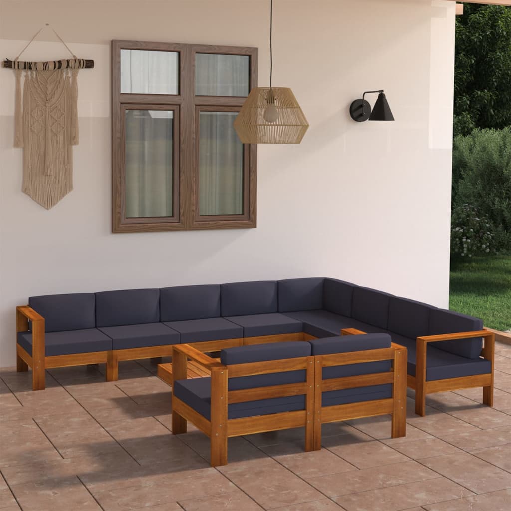 vidaXL 3-Sitzer-Gartensofa mit Cremeweißen Auflagen Massivholz Akazie