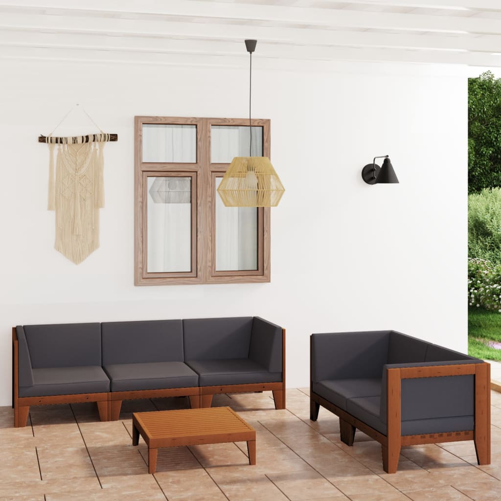 vidaXL 7-tlg. Garten-Lounge-Set mit Kissen Massivholz Akazie