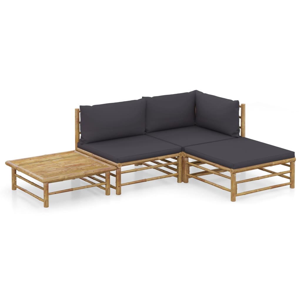vidaXL 6-tlg. Garten-Lounge-Set mit Cremeweißen Kissen Bambus