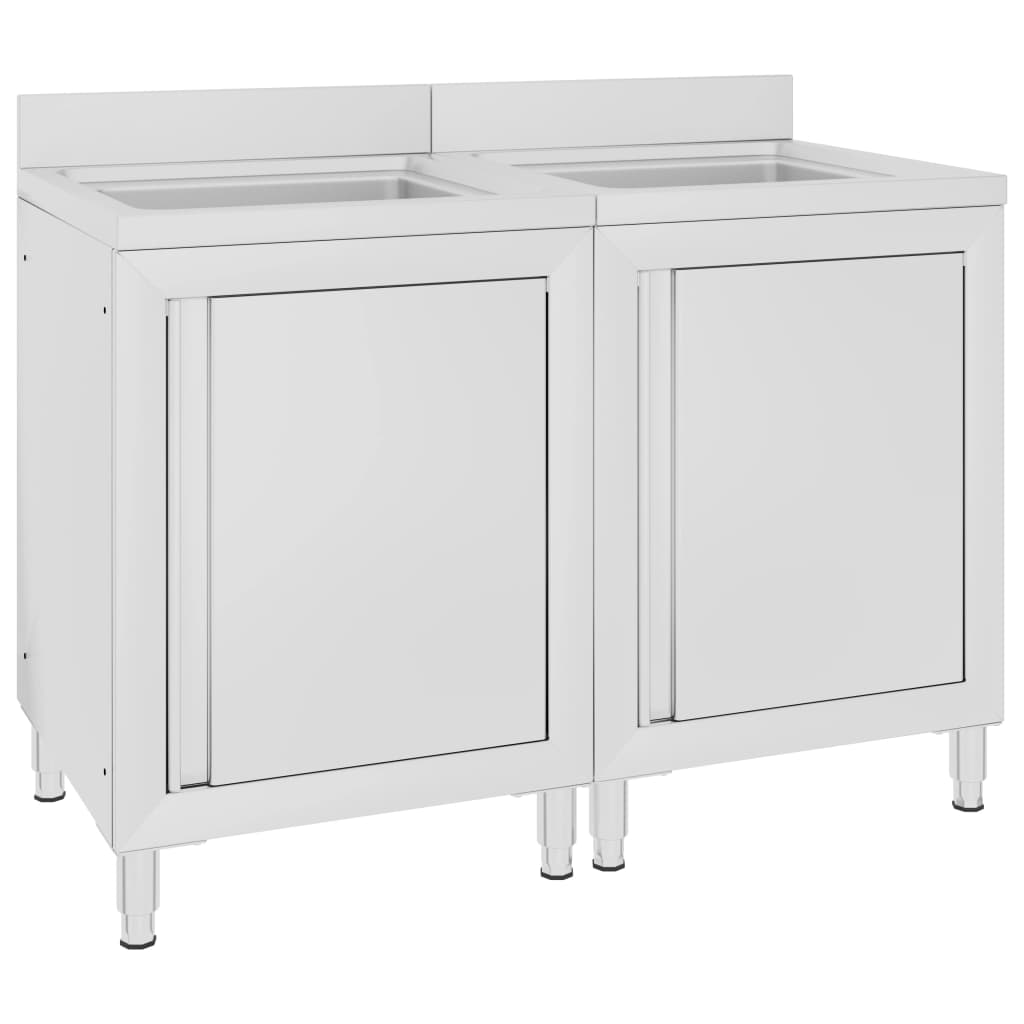 vidaXL Gastro-Spülenunterschrank 60x60x96 cm Edelstahl