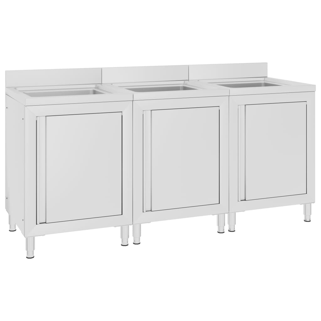 vidaXL Gastro-Spülenunterschrank 60x60x96 cm Edelstahl