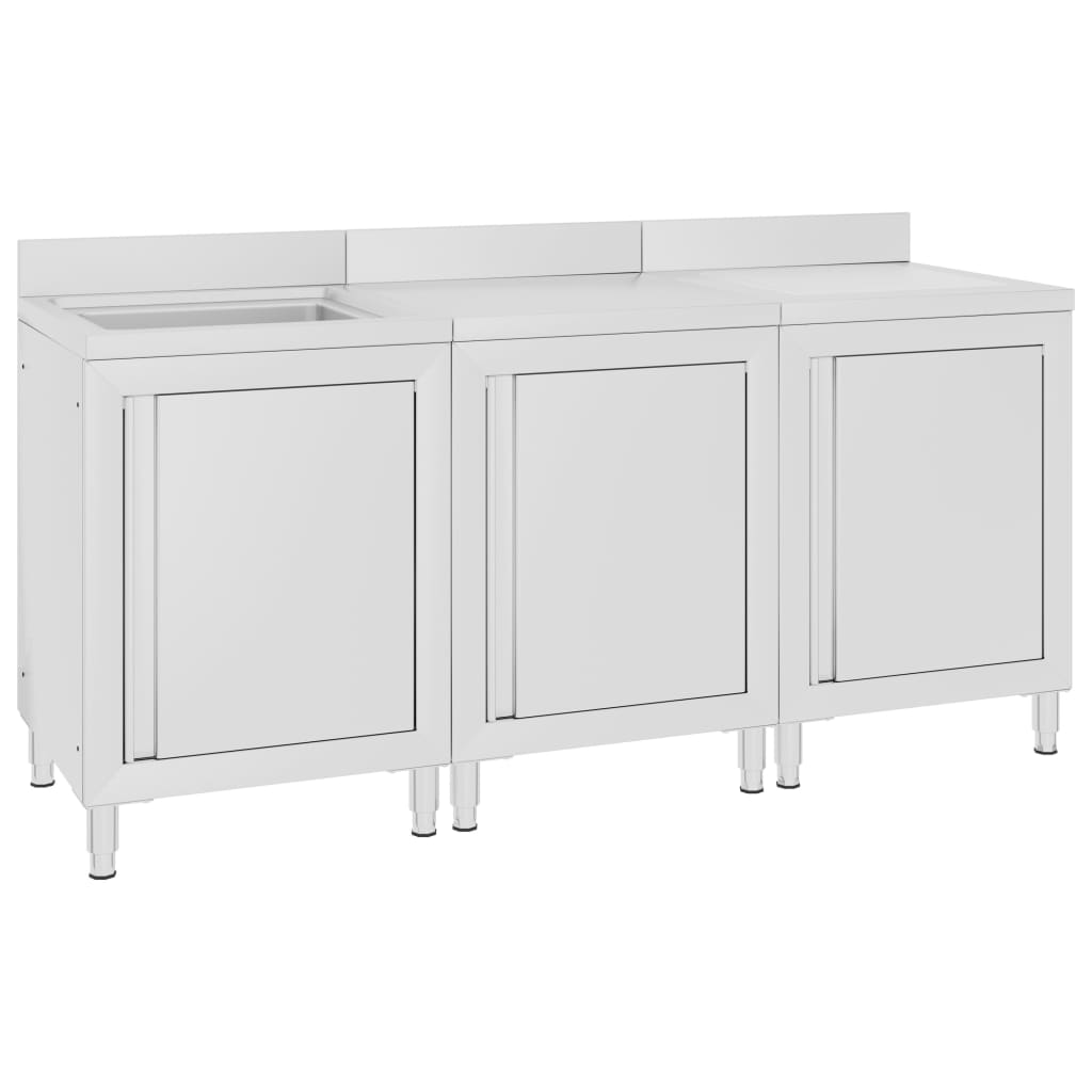 vidaXL Gastro-Spülenunterschrank 60x60x96 cm Edelstahl