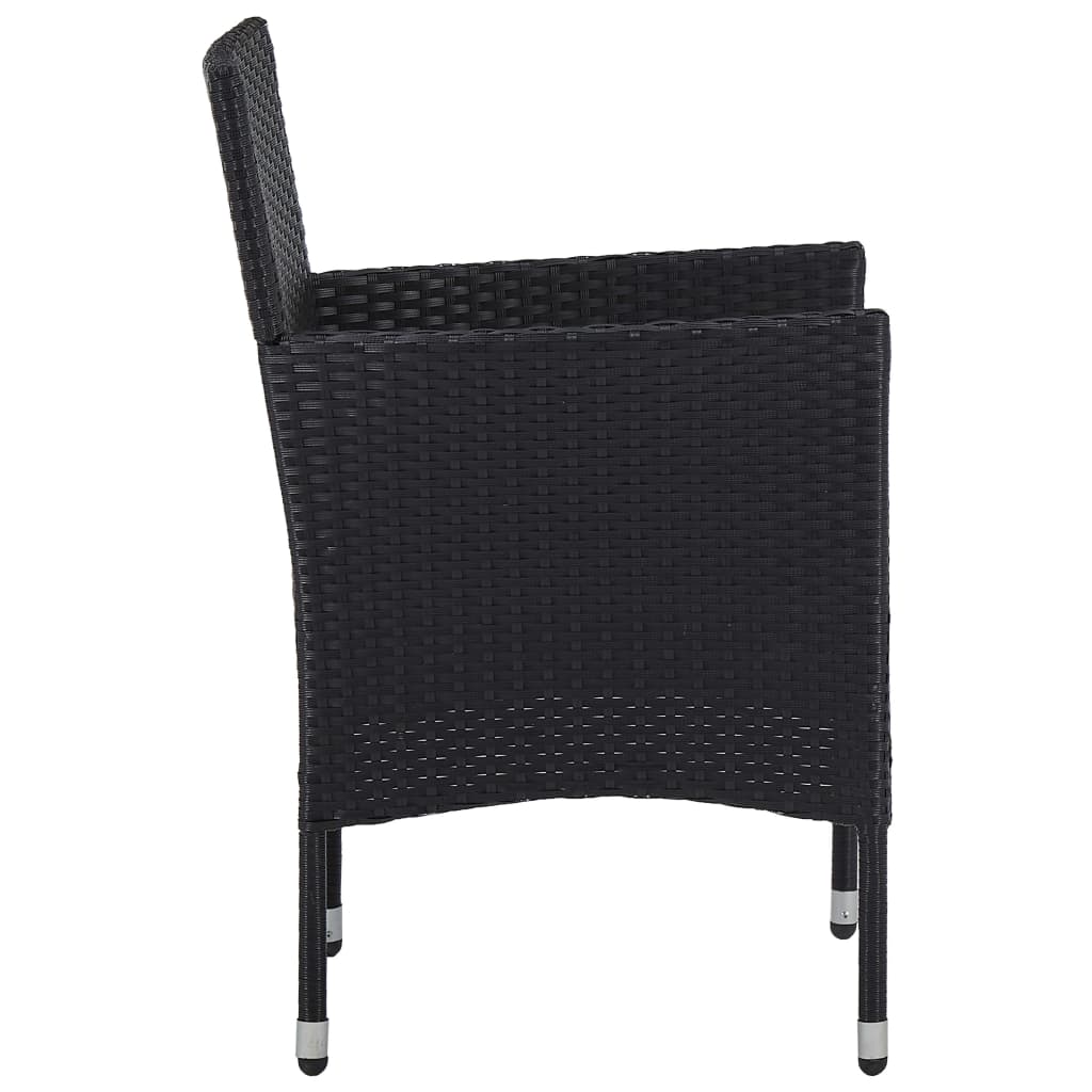 vidaXL 3-tlg. Garten-Essgruppe Schwarz Poly Rattan und Glas