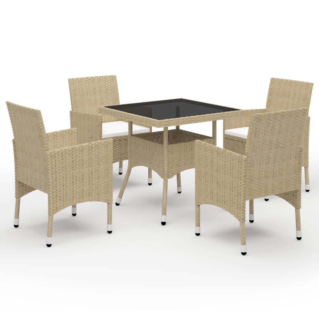 vidaXL 3-tlg. Garten-Essgruppe Schwarz Poly Rattan und Glas