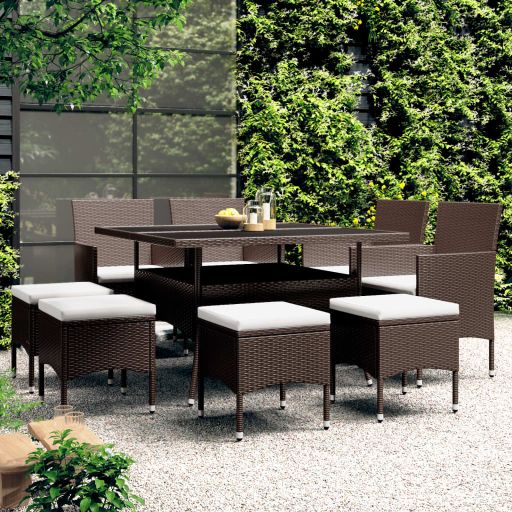 vidaXL 5-tlg. Garten-Essgruppe Poly Rattan Beige