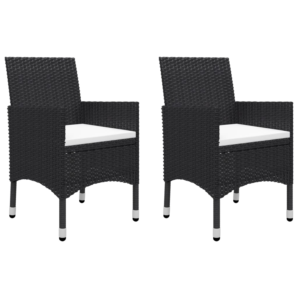 vidaXL 3-tlg. Bistro-Set Poly Rattan und Hartglas Schwarz