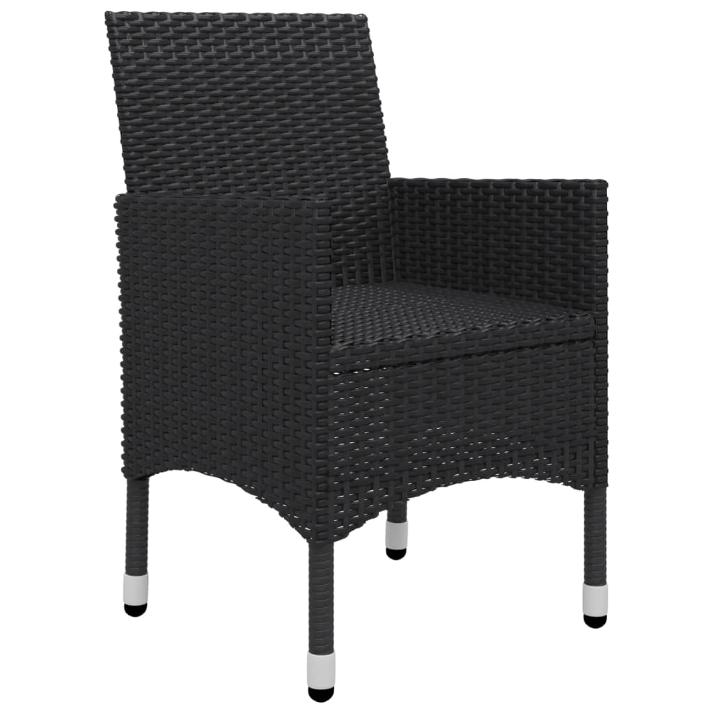 vidaXL 3-tlg. Bistro-Set Poly Rattan und Akazienholz Schwarz