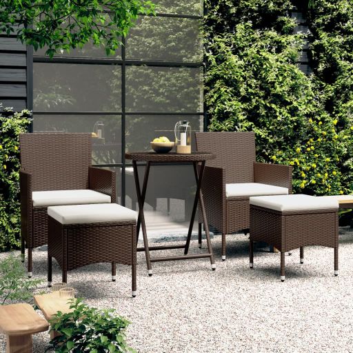 vidaXL 3-tlg. Bistro-Set Poly Rattan und Hartglas Schwarz