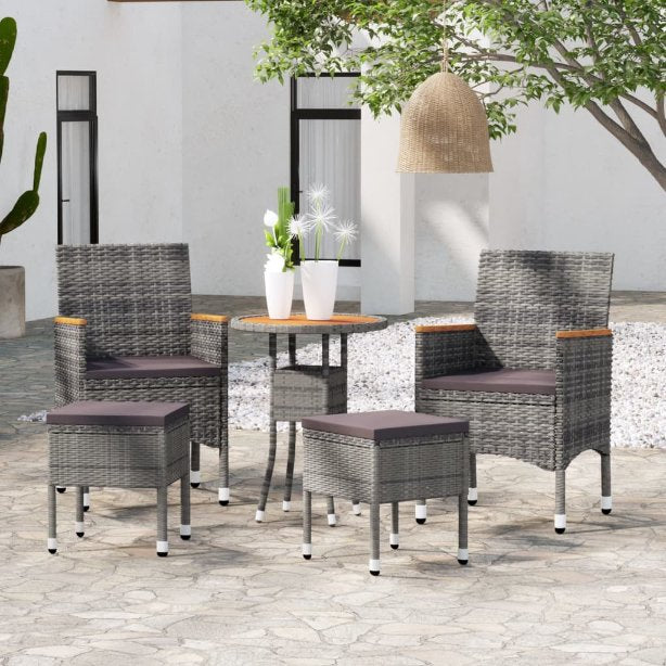 vidaXL 5-tlg. Garten-Lounge-Set Poly Rattan Schwarz