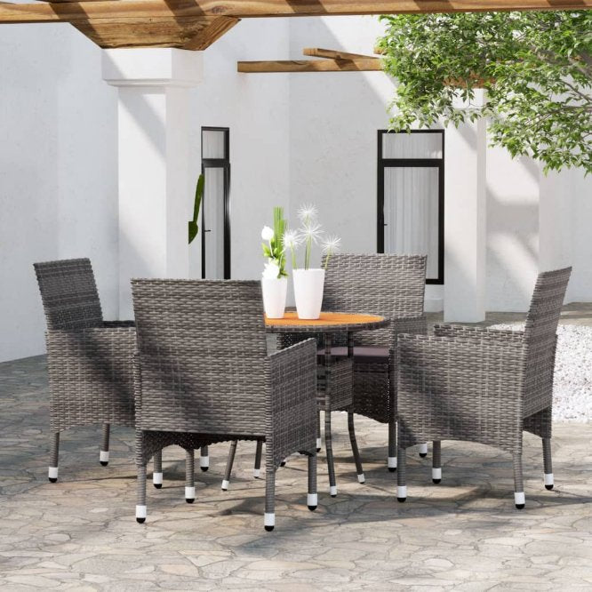 vidaXL 5-tlg. Garten-Essgruppe Poly Rattan Schwarz