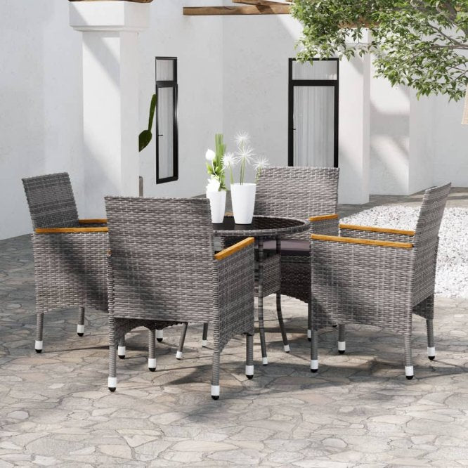 vidaXL 5-tlg. Garten-Essgruppe Poly Rattan Schwarz
