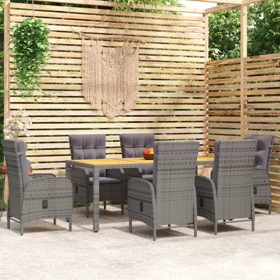 vidaXL 3-tlg. Garten-Essgruppe Poly Rattan Grau