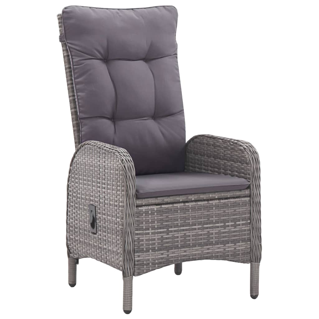 vidaXL 3-tlg. Garten-Essgruppe Poly Rattan und Glas Grau