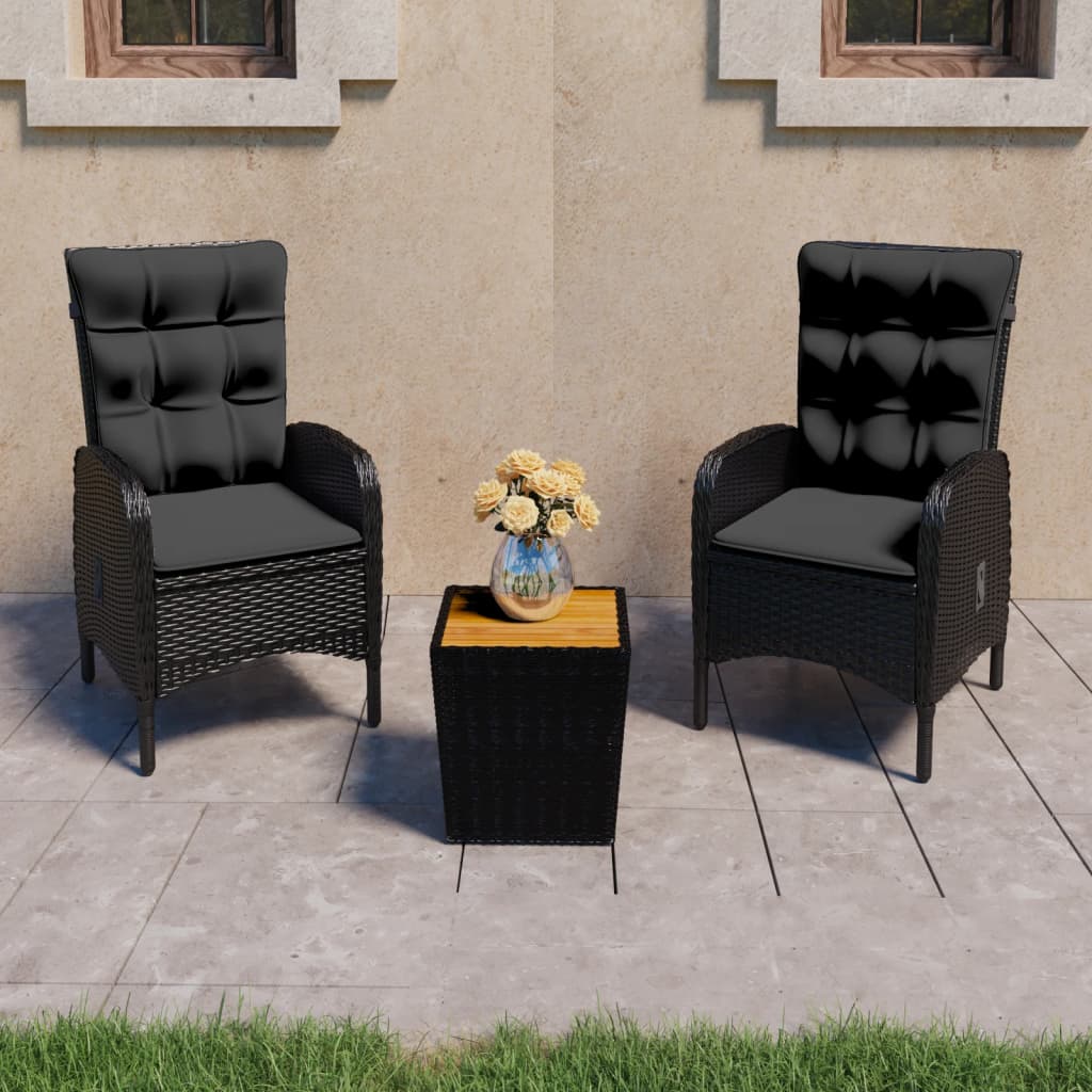 vidaXL 3-tlg. Bistro-Set Poly Rattan und Glas Grau