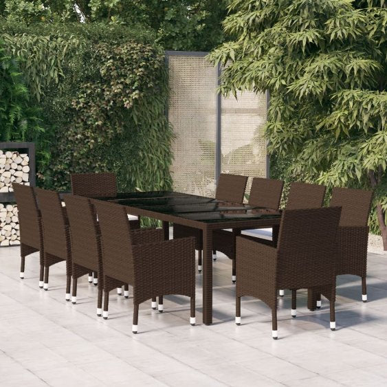 vidaXL 11-tlg. Garten-Essgruppe Poly Rattan Grau