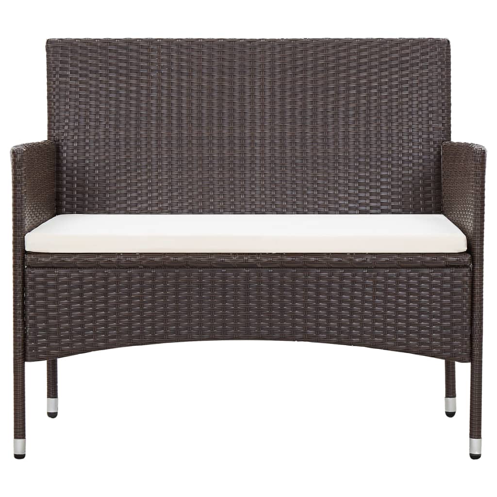 vidaXL 2-tlg. Garten-Lounge-Set mit Auflage Poly Rattan Braun