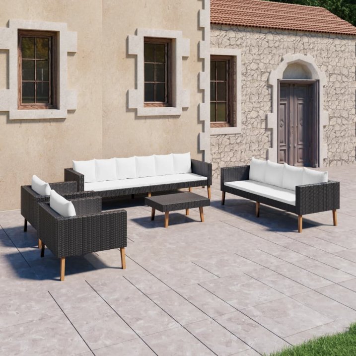 vidaXL 6-tlg. Garten-Lounge-Set mit Auflagen Poly Rattan Grau