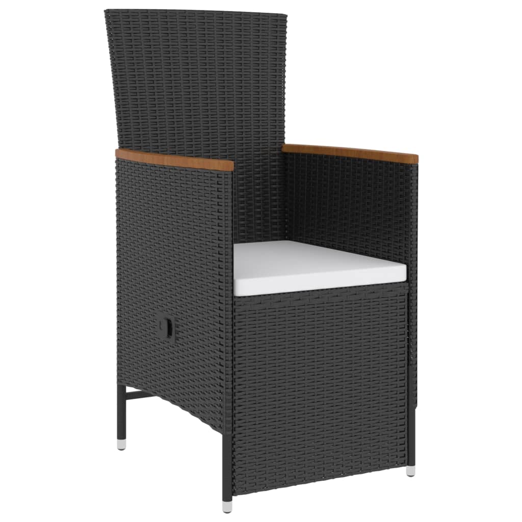 vidaXL 5-tlg. Garten-Essgruppe mit Kissen Poly Rattan Schwarz