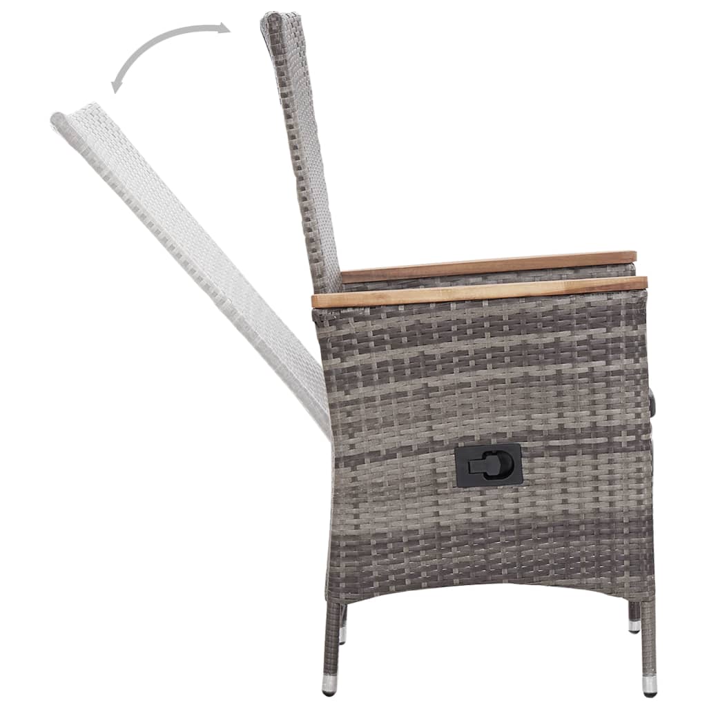 vidaXL 3-tlg. Garten-Lounge-Set mit Kissen Poly Rattan Grau