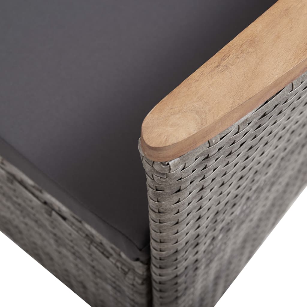 vidaXL 3-tlg. Garten-Lounge-Set mit Kissen Poly Rattan Grau