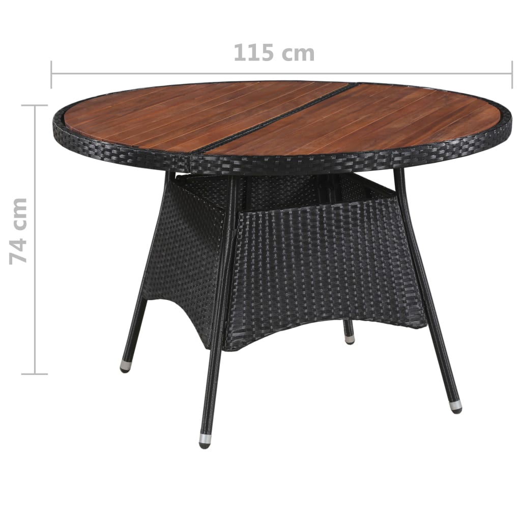 vidaXL 5-tlg. Garten-Essgruppe Poly Rattan Schwarz