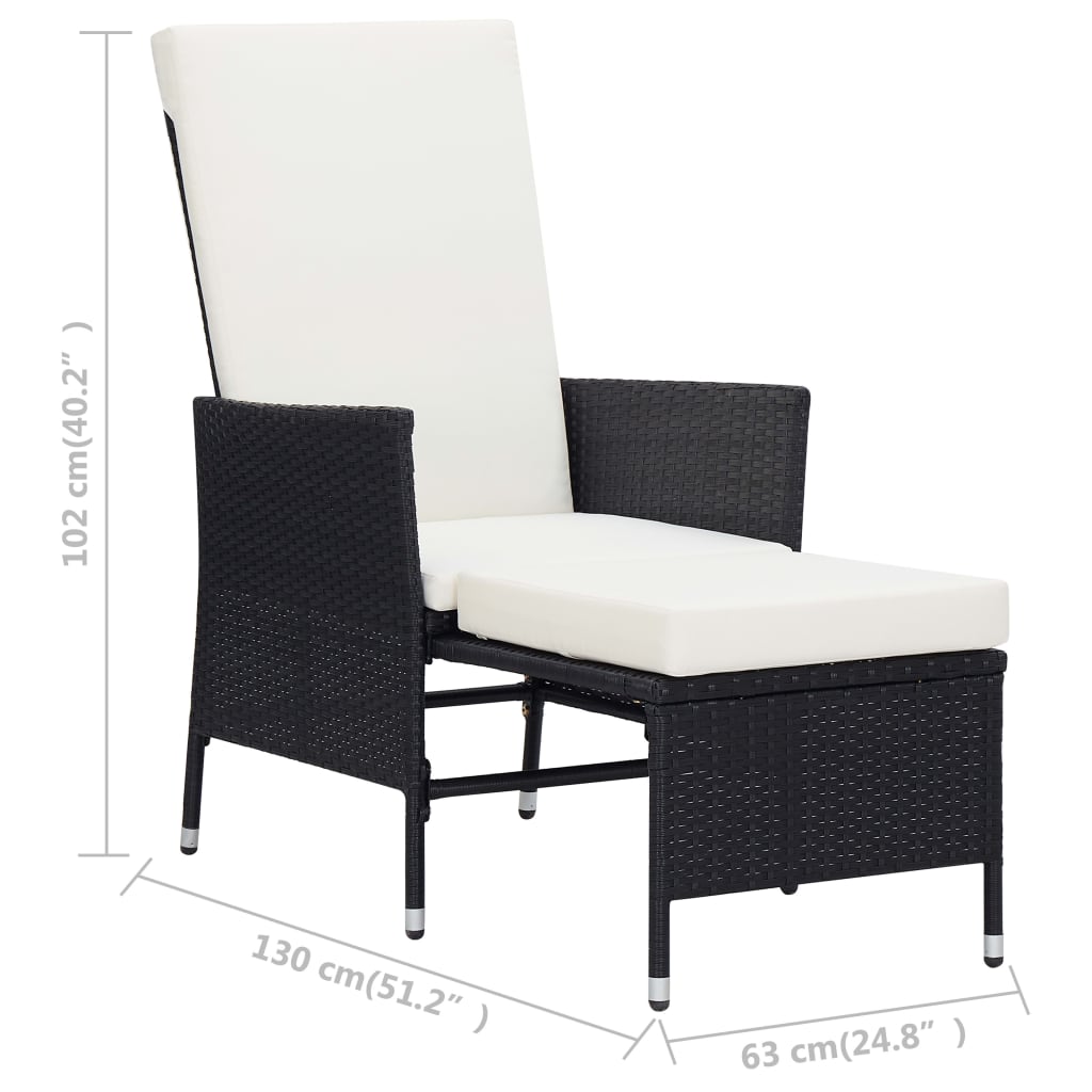 vidaXL 3-tlg. Garten-Lounge-Set mit Kissen Poly-Rattan Schwarz