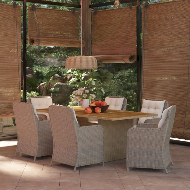 vidaXL 9-tlg. Garten-Essgruppe Poly Rattan Braun