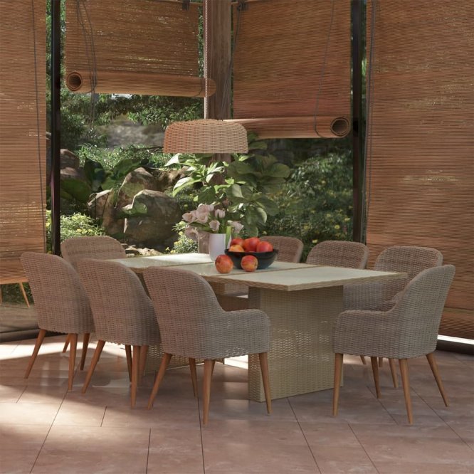 vidaXL 7-tlg. Garten-Essgruppe Poly Rattan Schwarz