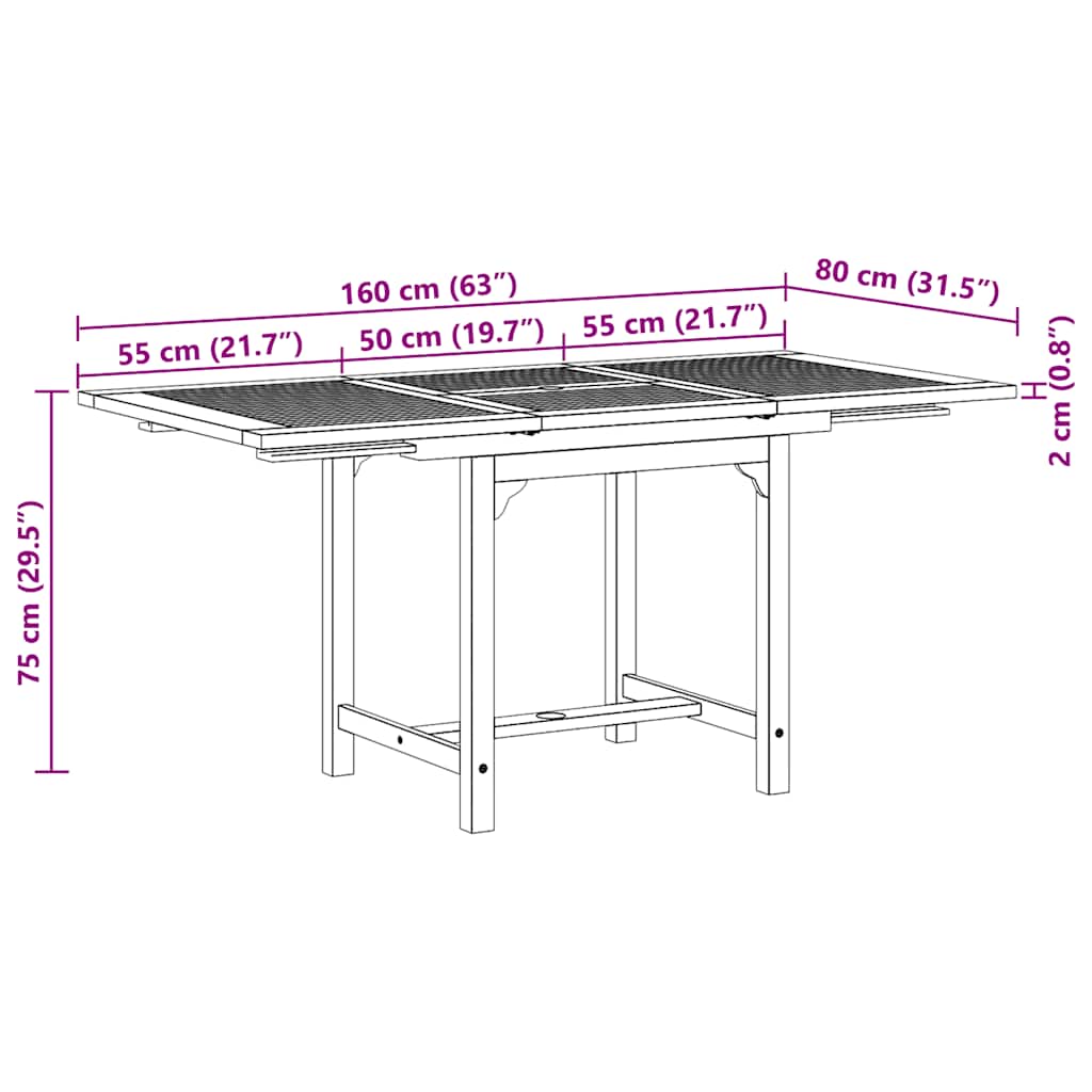 vidaXL 5-tlg. Garten-Essgruppe Massivholz Teak