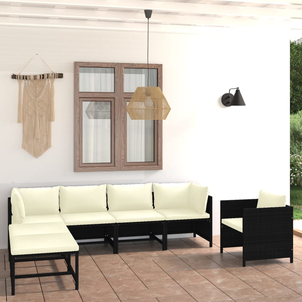 vidaXL 3-tlg. Garten-Lounge-Set mit Kissen Poly Rattan Grau