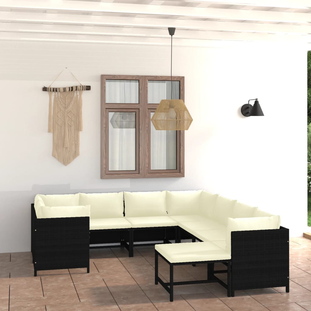 vidaXL 3-tlg. Garten-Lounge-Set mit Kissen Poly Rattan Grau