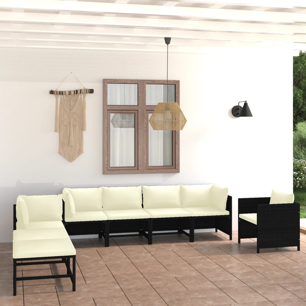 vidaXL 3-tlg. Garten-Lounge-Set mit Kissen Poly Rattan Grau