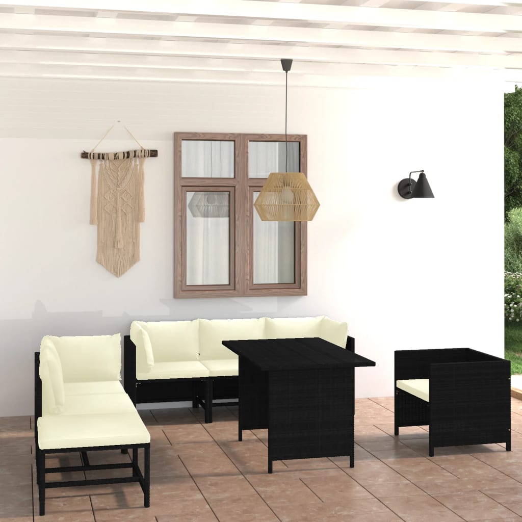 vidaXL 3-tlg. Garten-Lounge-Set mit Kissen Poly Rattan Grau