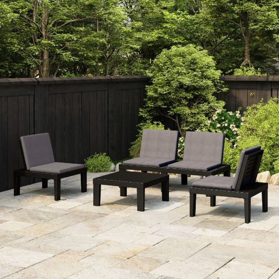 vidaXL 4-tlg. Garten-Lounge-Set mit Kissen Kunststoff Weiß