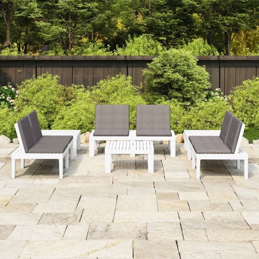 vidaXL 4-tlg. Garten-Lounge-Set mit Auflagen Kunststoff Weiß