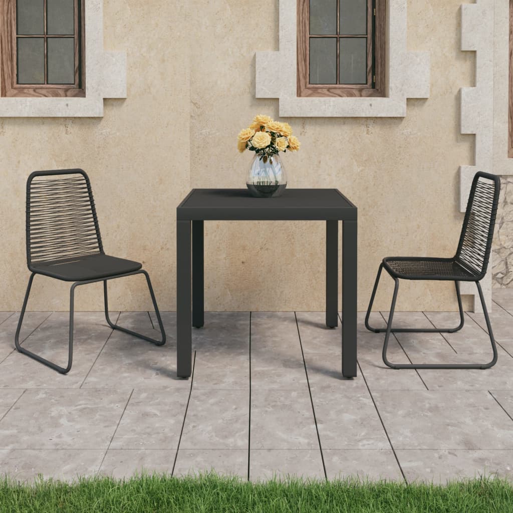 vidaXL 3-tlg. Garten-Essgruppe PVC Rattan Schwarz