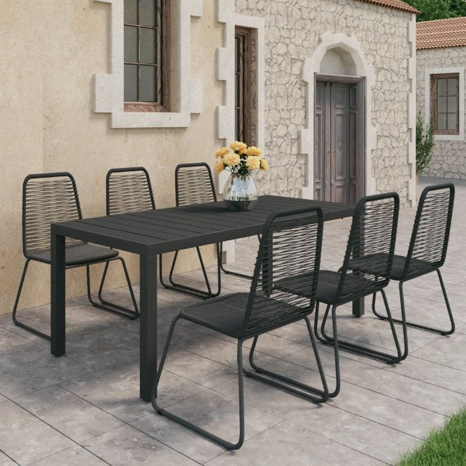 vidaXL 3-tlg. Garten-Essgruppe PVC Rattan Schwarz