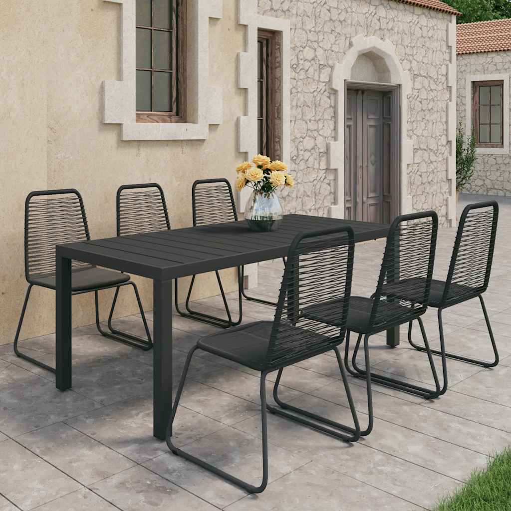 3-tlg. Garten-Essgruppe PVC Rattan Schwarz