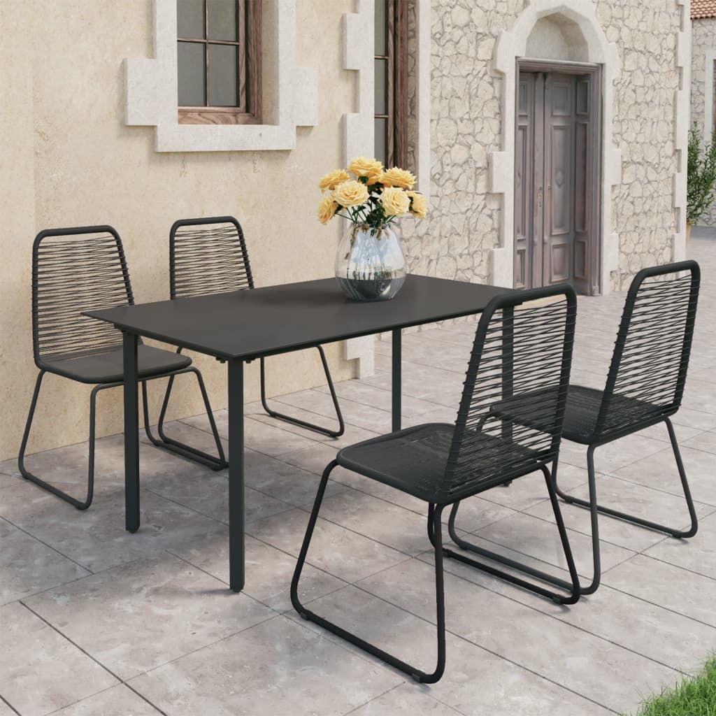 3-tlg. Garten-Essgruppe PVC Rattan Schwarz