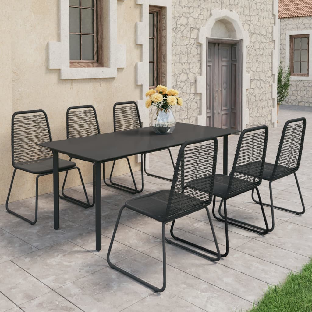 3-tlg. Garten-Essgruppe PVC Rattan Schwarz