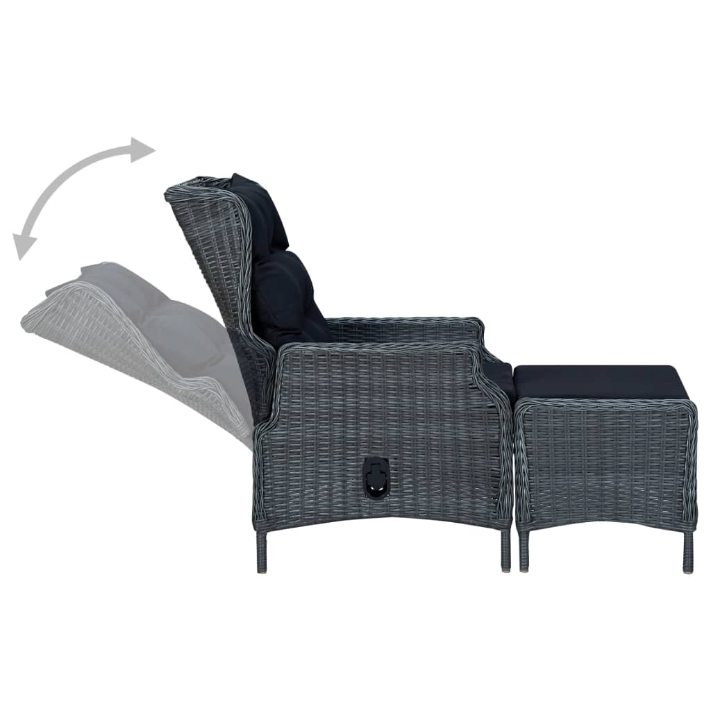 vidaXL 2-tlg. Garten-Lounge-Set mit Auflagen Poly Rattan Dunkelgrau