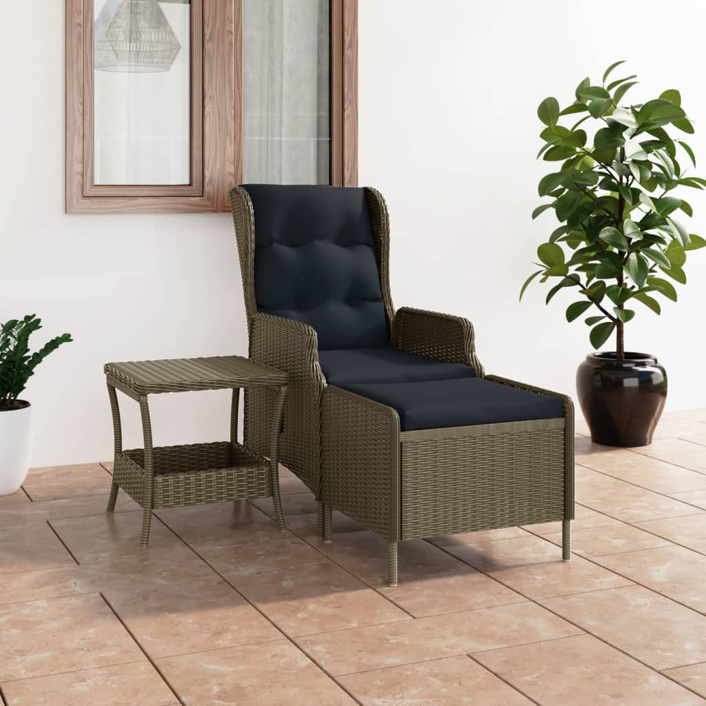 vidaXL 2-tlg. Garten-Lounge-Set mit Auflagen Poly Rattan Dunkelgrau