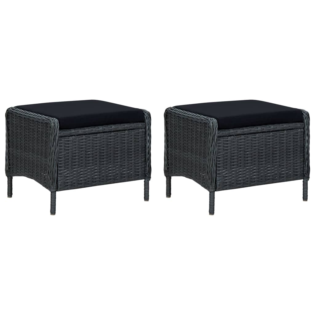 vidaXL 3-tlg. Garten-Lounge-Set mit Auflagen Poly Rattan Dunkelgrau