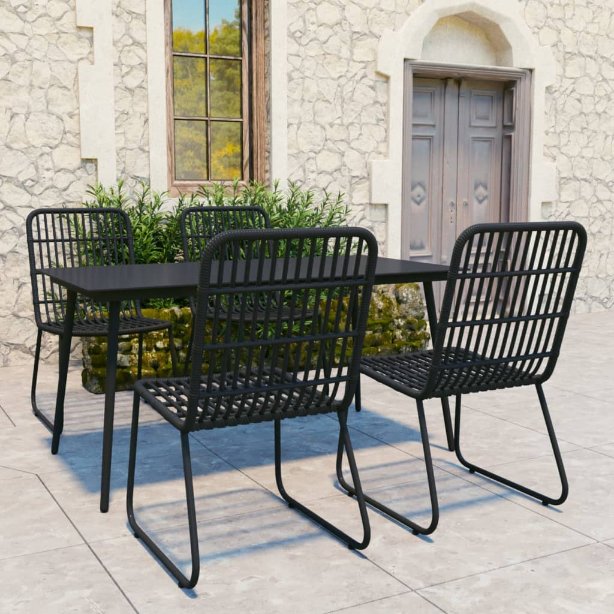 vidaXL 3-tlg. Garten-Essgruppe Poly Rattan und Glas