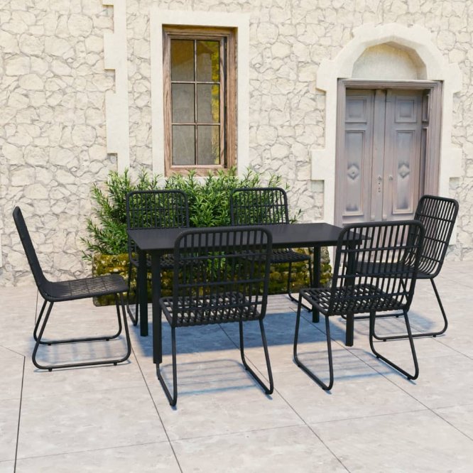 vidaXL 3-tlg. Garten-Essgruppe Poly Rattan und Glas