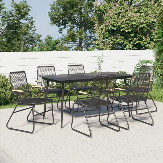 vidaXL 5-tlg. Garten-Essgruppe Schwarz PVC Rattan