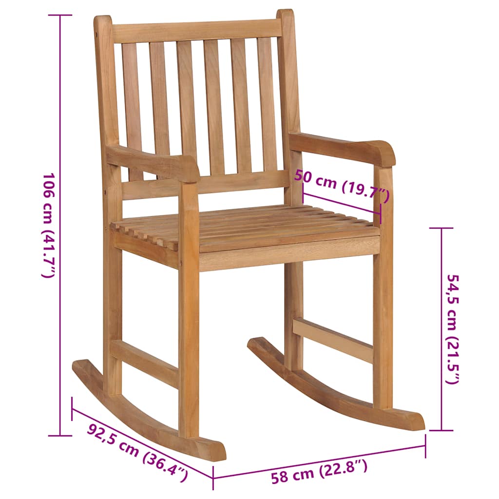 vidaXL Schaukelstuhl mit Anthrazit Kissen Massivholz Teak
