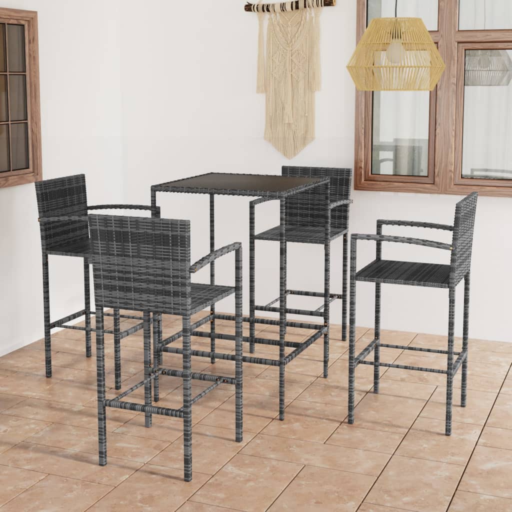 3-tlg. Gartenbar-Set Poly Rattan Braun