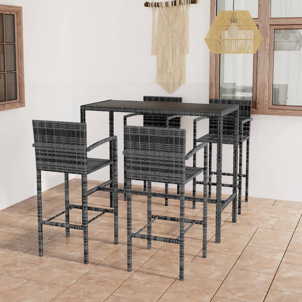 3-tlg. Gartenbar-Set Poly Rattan Braun